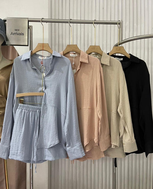 MATINEE Spring Collar Down Stylish Shirt With Skirt Sets